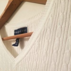 Karen Scott Cotton V-Neck Sweater White